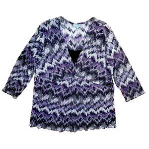 Essentials Womens Sparkly Glitter Top Purple Sz 22/24 crinkle stretch Partywear